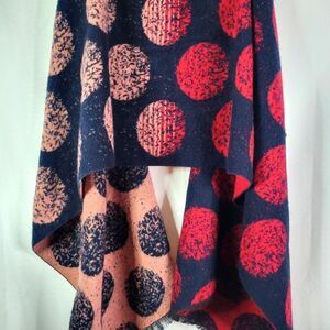 Giant Gradient Circles / Moons Soft Scarf in Red and Navy